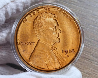 1914-D Lincoln Wheat Penny Rare Key Date • Denver Mint • Old US Copper Cent • Vintage Collectible Coin