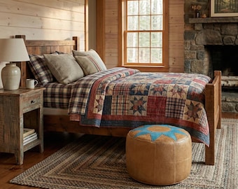 Hand Carved Moroccan Leather Pouf, Tan Turquoise Ottoman Floor Cushion