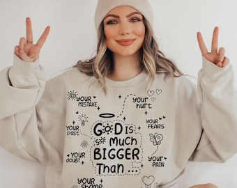 God is Bigger Hoodie Design svg, Retro Christian Sublimation, Bible Affirmations PNG, Dear Person design, Jesus Doodle png, Commercial Use