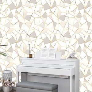 Carta da parati murale geometrica astratta moderna / Design a mosaico per interni eleganti / Carta da staccare e attaccare, preincollata o tradizionale