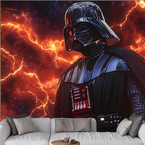Papier peint Lightning Dark Vador - Papier peint autocollant science-fiction épique - Art mural Star Wars pour la maison, le bureau et la décoration de salle de cinéma