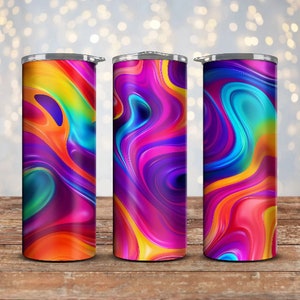 Neon Marble Swirl 30oz Tumbler Wrap: Magical Sublimation Design (PNG Download)