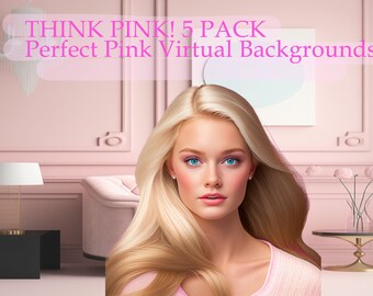DENK ROZE! 5 Pack :) Digitale achtergrond gemaakt voor jou! 5-pack, virtuele achtergrondzoom, Microsoft Teams, TikTok, luxe enz ...