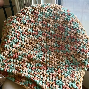Handmade Crocheted Throw in “Coastal Sunset”
