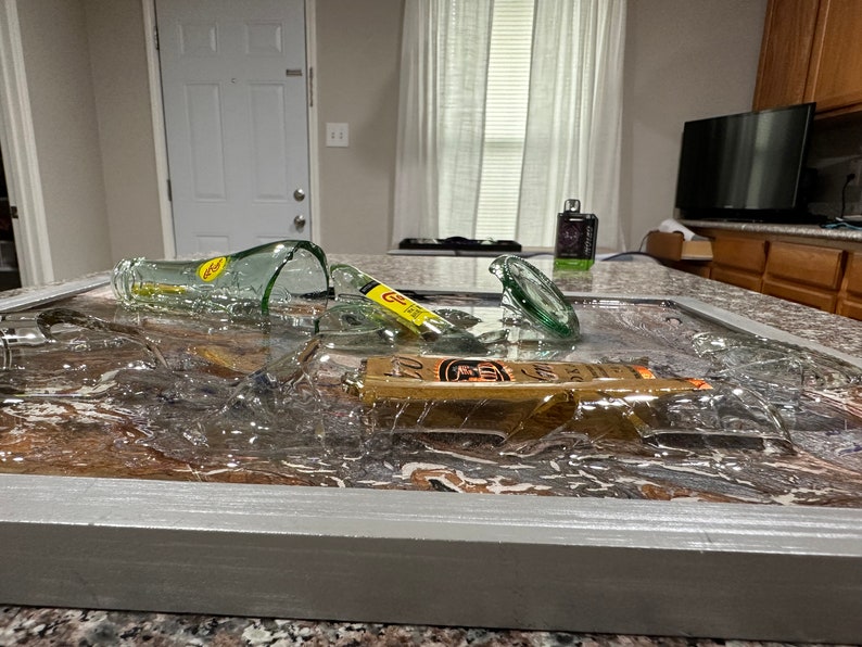 Tito's Vodka Unique Broken Bottle Bar Art Upcycled Art and Collectibles