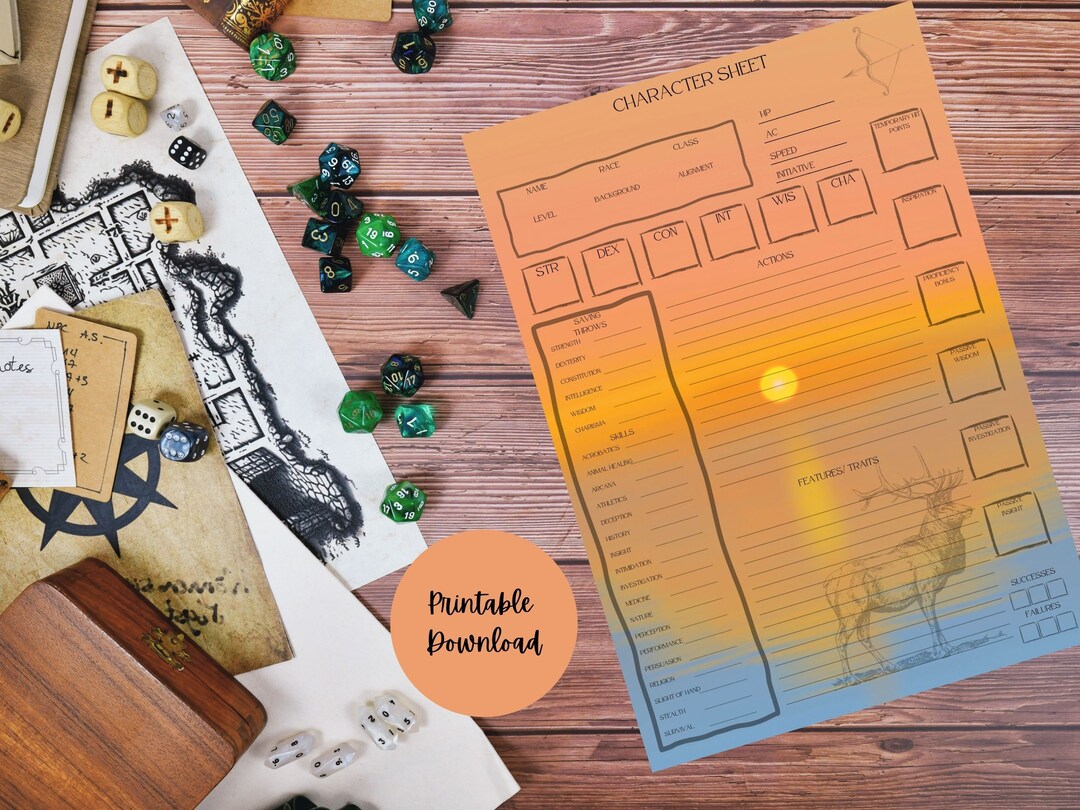 Printable Dnd 5e Ranger Inspired Character Sheet Etsy Australia
