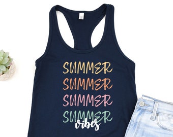 Summer Vibes Tank Top, Vintage Beach Design