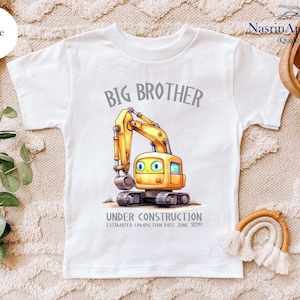 Big Brother Shirt, Big Brother Under Construction Shirt, Pregnancy Reveal Shirt, Brother Digger Bodysuit,, Big Bro  Pregnancy Announcement