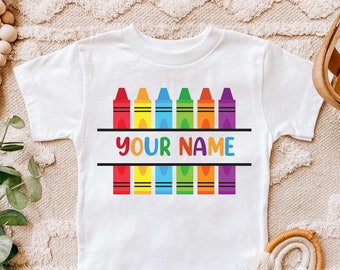 Customized Crayon Teacher Shirt: Personalized Back to School Gift