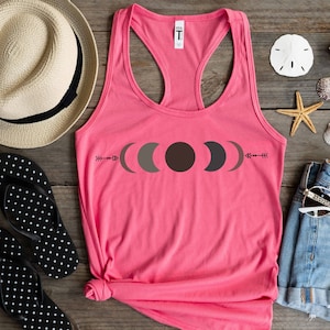 Moon Phases Tank Top, Boho Hippie Plum Gray Slouchy Eggplant Summer Tank Top, Lightweight Flattering Loose Tank Tops For Women, Comfort Tank