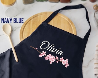 Personalized Floral Apron, Custom Kitchen  Gift