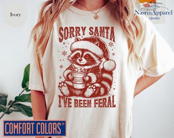 Comfort Colors Feral Raccoon Christmas Shirt