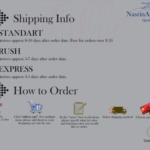The image is a shipping information graphic that provides instructions on how to order online. It includes icons for selecting a design, adding items to a cart, choosing a shipping method, and selecting a payment option. The image also includes a "How to Order" button that allows the user to navigate through the steps. The image is completed, indicating that it has been processed.