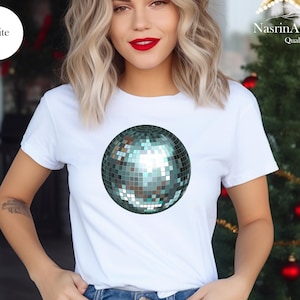 Mirrorball Shirt, Disco Ball Shirt, Retro Party Shirt, Sparkling Disco Ball Top, Y2K 90s Baby Tee, 00s It Girl Style Clothing, Disco Ball
