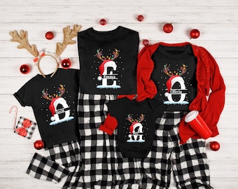 Camisetas navideñas familiares personalizadas: Camisetas navideñas a juego con fotos personalizadas.