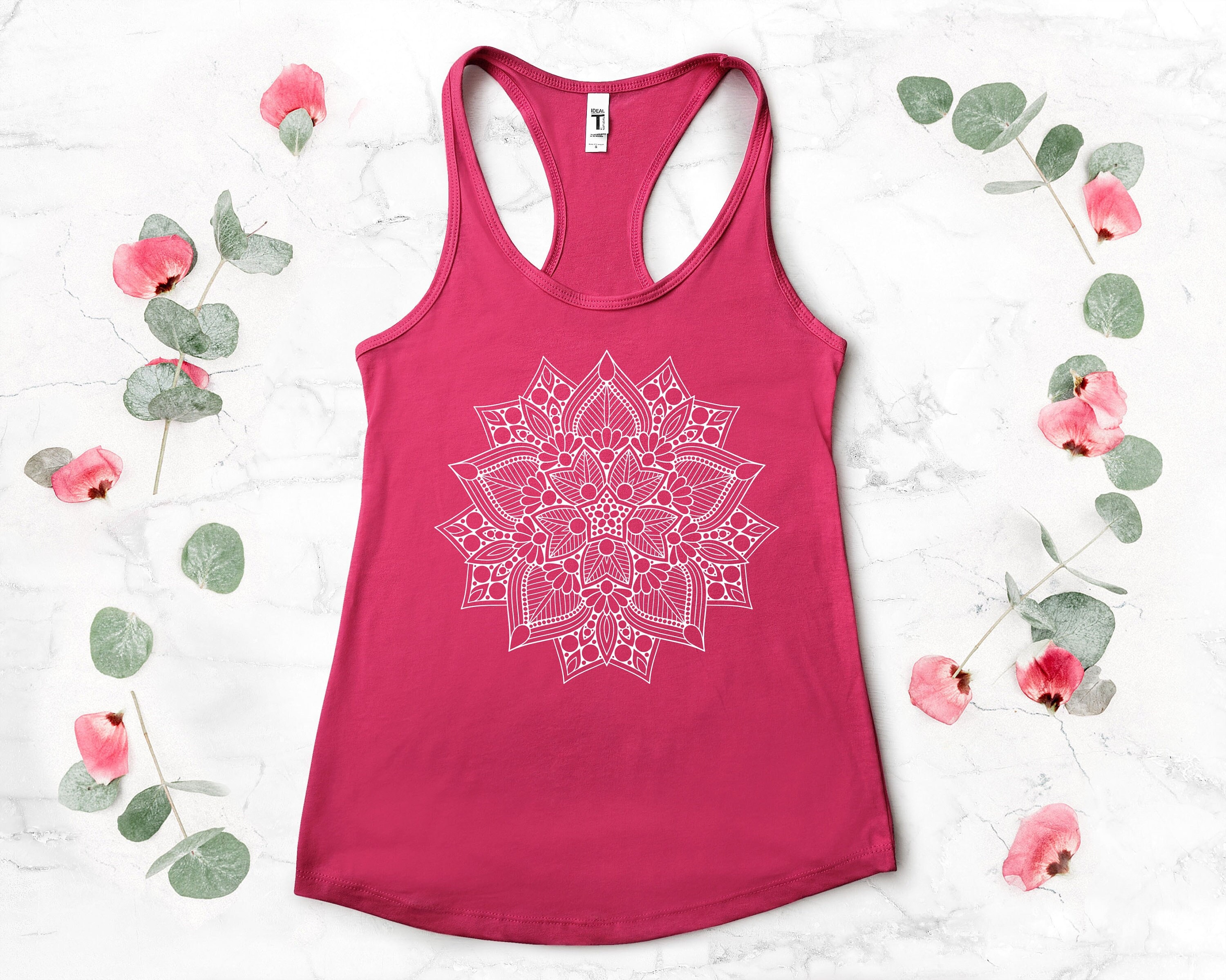 Yoga Tank, Mandala Tank Top, Cute Spring Tank, Cute Tank for Woman, Mandela Tank, Gifts for Her, Flower Tank Pretty, Minimalist Tank Top