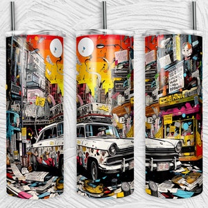Comic Car Tumbler Wrap | 20oz Becher PNG | Sublimations Design Becher | Coole Neuheit | Grafikvorlage | Custom Cool Cup