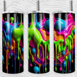 Neon Slime Tumbler Wrap / 20oz Tumblers PNG / Sublimation Design Tumblers / Cool Novelty / Graphic Template / Custom Colorful Cup