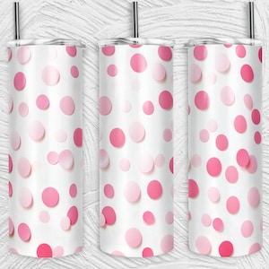 Pink Polka Dots Tumbler Wrap | 20oz Tumblers PNG | Sublimation Design Tumblers | Cool Novelty | Graphic Template | Custom  Colorful Cup