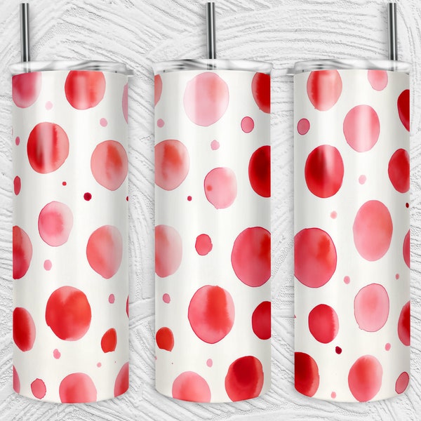 Red Polka Dots Tumbler Wrap | 20oz Tumblers PNG | Sublimation Design Tumblers | Cool Novelty | Graphic Template | Custom Fun Cup