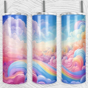 Pastelwolken Tumbler Wrap | 20oz tuimelaars PNG | Sublimatie Design Tumblers | Coole nieuwigheid | Grafisch sjabloon | Aangepaste kleurrijke kunstbeker