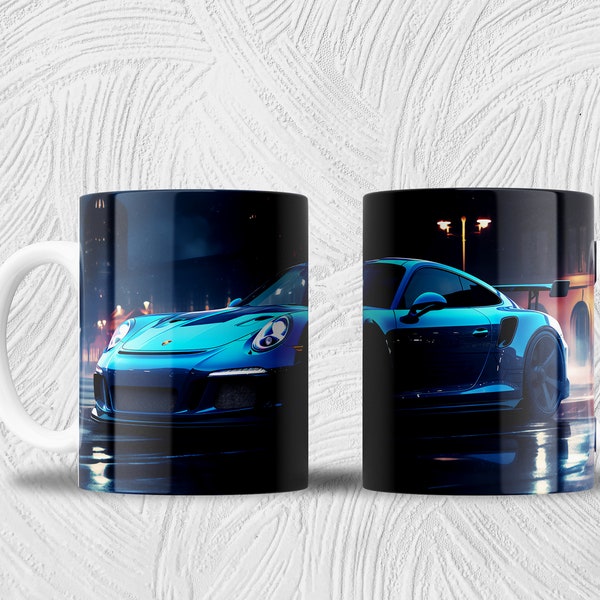 Sports Car Mug Wrap | 15oz Mug PNG | Sublimation Design For Mugs | Cool Novelty | Graphic Template | Custom Cool Cup