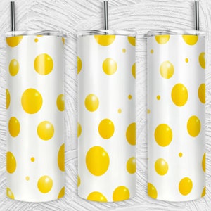 Gelbe Polka Dots Tumbler Wrap | 20oz Becher PNG | Sublimations Design Becher | Coole Neuheit | Grafikvorlage | Personalisierte Fun Tasse