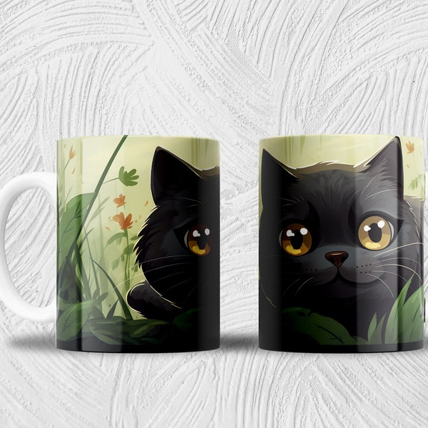 Funny Cat Mug Wrap | 15oz Mug PNG | Sublimation Design For Mugs | Cool Novelty | Graphic Template | Custom Cute Cup