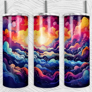 Levendige hemel Tumbler Wrap | 20oz tuimelaars PNG | Sublimatie Design Tuimelaars | Coole nieuwigheid | Grafisch sjabloon | Aangepaste kleurrijke beker