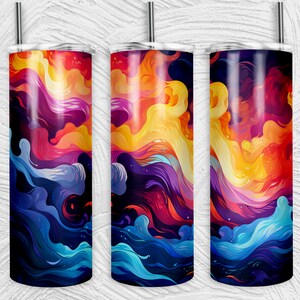 Rainbow Waves Tumbler Wrap / 20oz Tumblers PNG / Sublimation Design Tumblers / Cool Novità / Modello grafico / Coppa d'arte colorata personalizzata