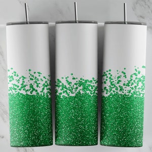 Halfgroene Glitter Tumbler Wrap | 20oz tuimelaars PNG | Sublimatie Design Tuimelaars | Coole nieuwigheid | Grafisch sjabloon | Aangepaste schattige beker