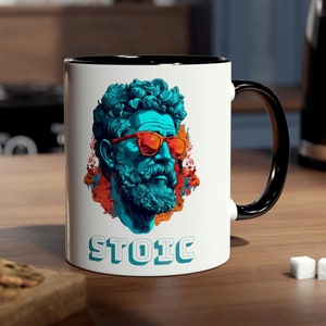Stoicism Marcus Aurelius Sunglasses Two-tone coffee mug: Cool Stoic Design. Stoicism gift and present