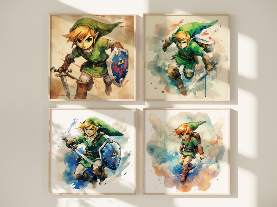 Zelda Art Prints Link Watercolor Painting Instant Download Legend of