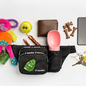 Dog Walking Bag | Dog Treat & Training Bumbag + Poop Bag Dispenser Bottle Holder | Dog Lovers Gift