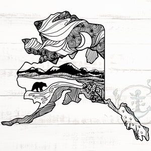 Alaska Sketch SVG File for Shirts, Mugs, Prints | State Print ...