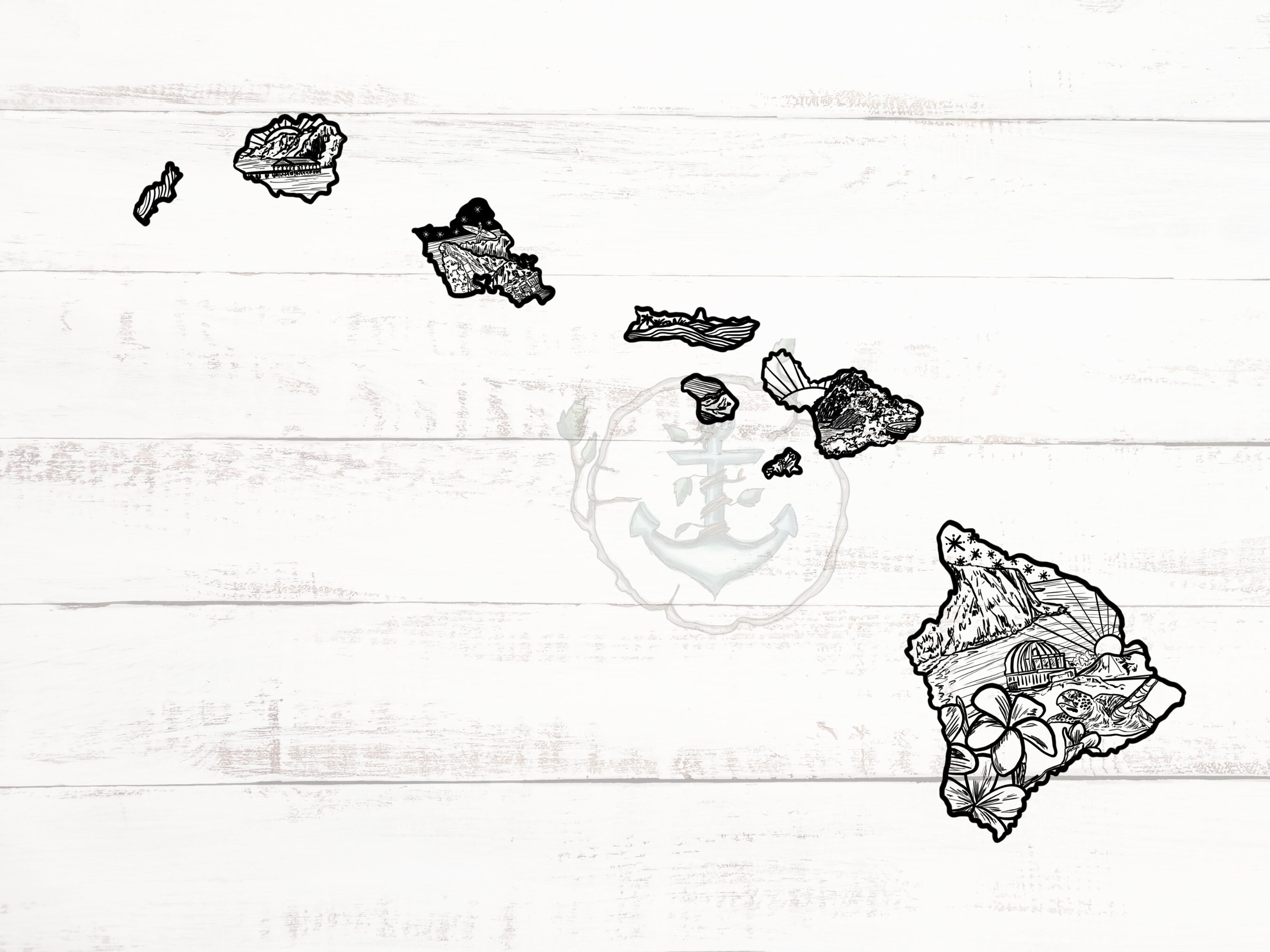 Hawai Edrawing Hawaii Sketch SVG File for Shirts, Mugs, Prints | State Print ...