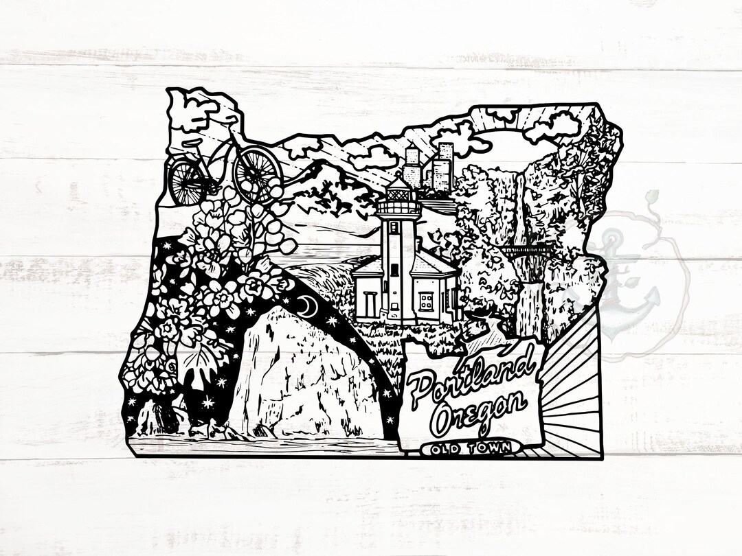 Oregon Sketch SVG File for Shirts, Mugs, Prints | State Print ...