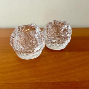 From Sweden - Pair of Kosta Boda &quot;Snowball&quot; Glass Tea Light Holders