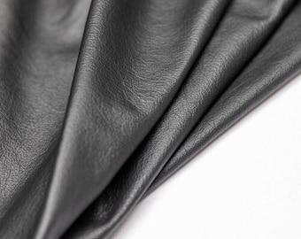 Black leather | Semi-aniline soft touch | Genuine leather cowhide upholstery leather | 0.9–1.1 mm