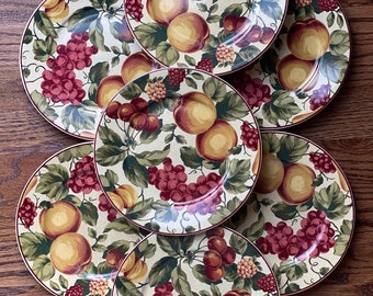 Waverly Garden Room Floral Manor Dessert Bread Plates Set of 7 Wine Country Dishes Cottagecore Farmhouse