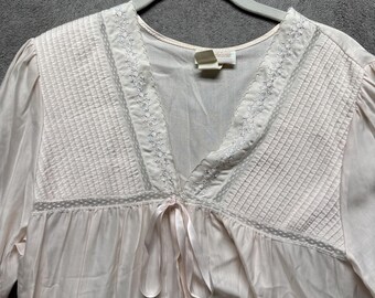 Abito da notte vintage Barbizon L con fiocco rosa, camicia da notte ricamata, Coquette Romantic