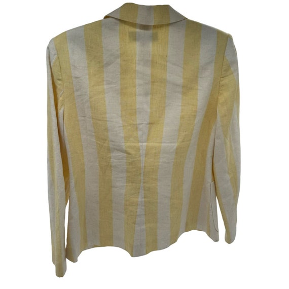 Vintage J Peterman Yellow Wide Stripe Linen Blaze… - image 6