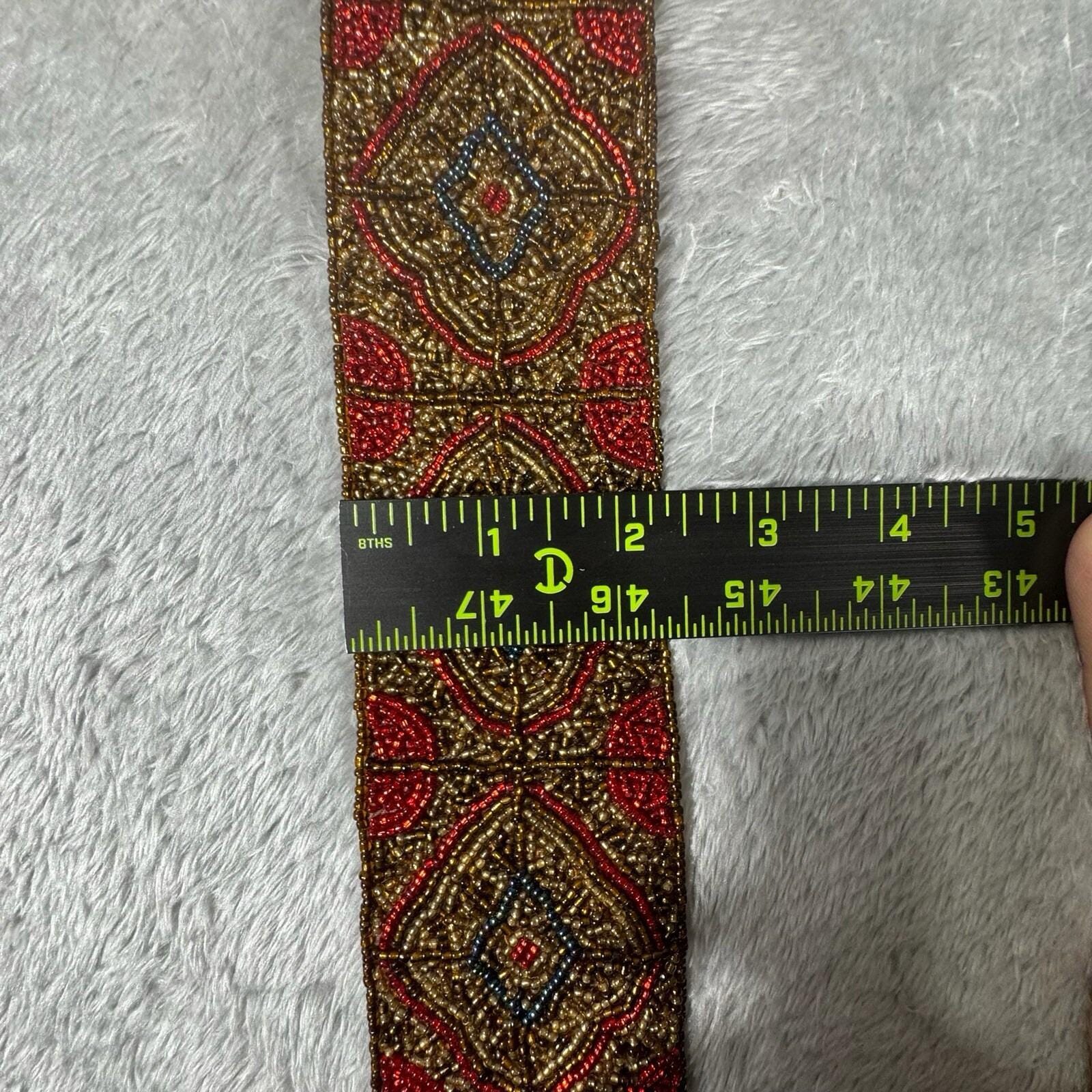 Vintage Mary Mcfadden Beaded Embroidered Belt, 1960s Boho  display picture 1