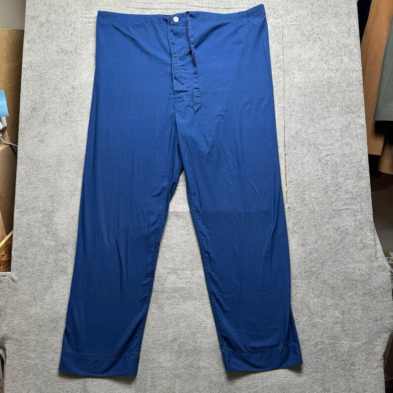 ヴィンテージ イヴ・サンローラン YSL パジャマセット メンズ M ブルー ナイトウェア ラウンジウェア 80年代 90年代 画像 8