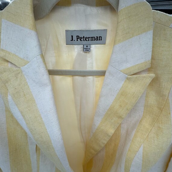 Vintage J Peterman Yellow Wide Stripe Linen Blaze… - image 2