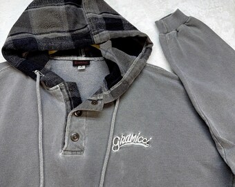 Gramicci Hoodie Men's Medium Vintage Plaid Hood Pullover Outdoor Streetwear