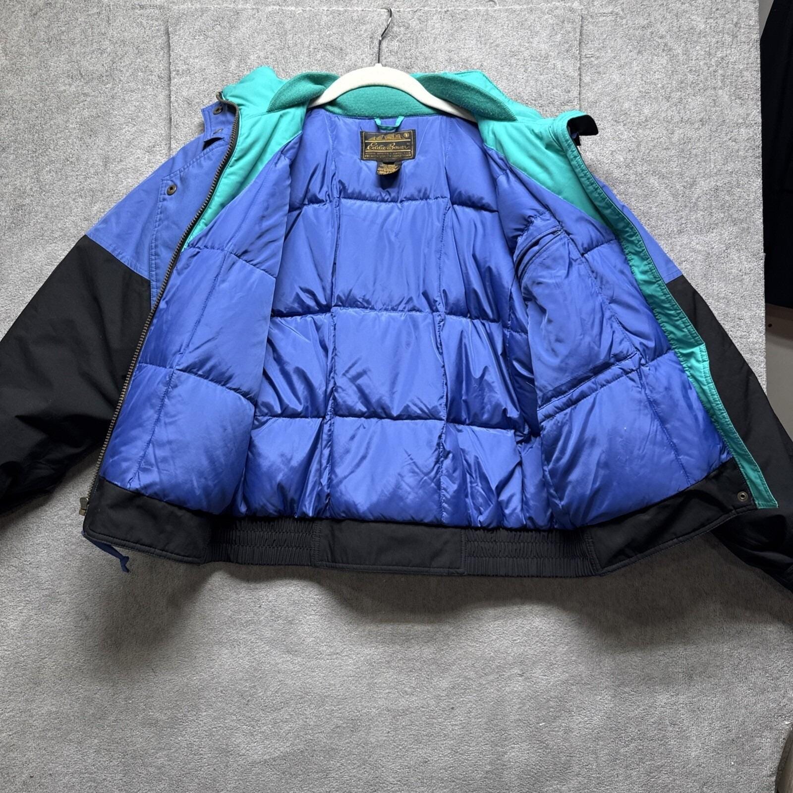 Vintage 90s Eddie Bauer Goose Down Ski Jacket Colorblock 