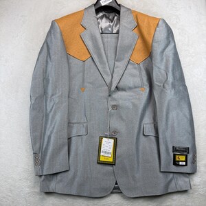 Vintage Western Suit Set Mens 44R 36 Gray Cowboy Rodeo Rockabilly 70s