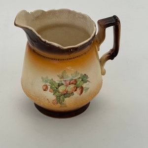 Vintage 60s-70s Transferware Pitcher Fruit Creamer MCM Harvest