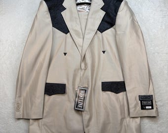 Vintage Westernanzug Herren 40R 34 Beige Schwarz Rockabilly Deadstock Set